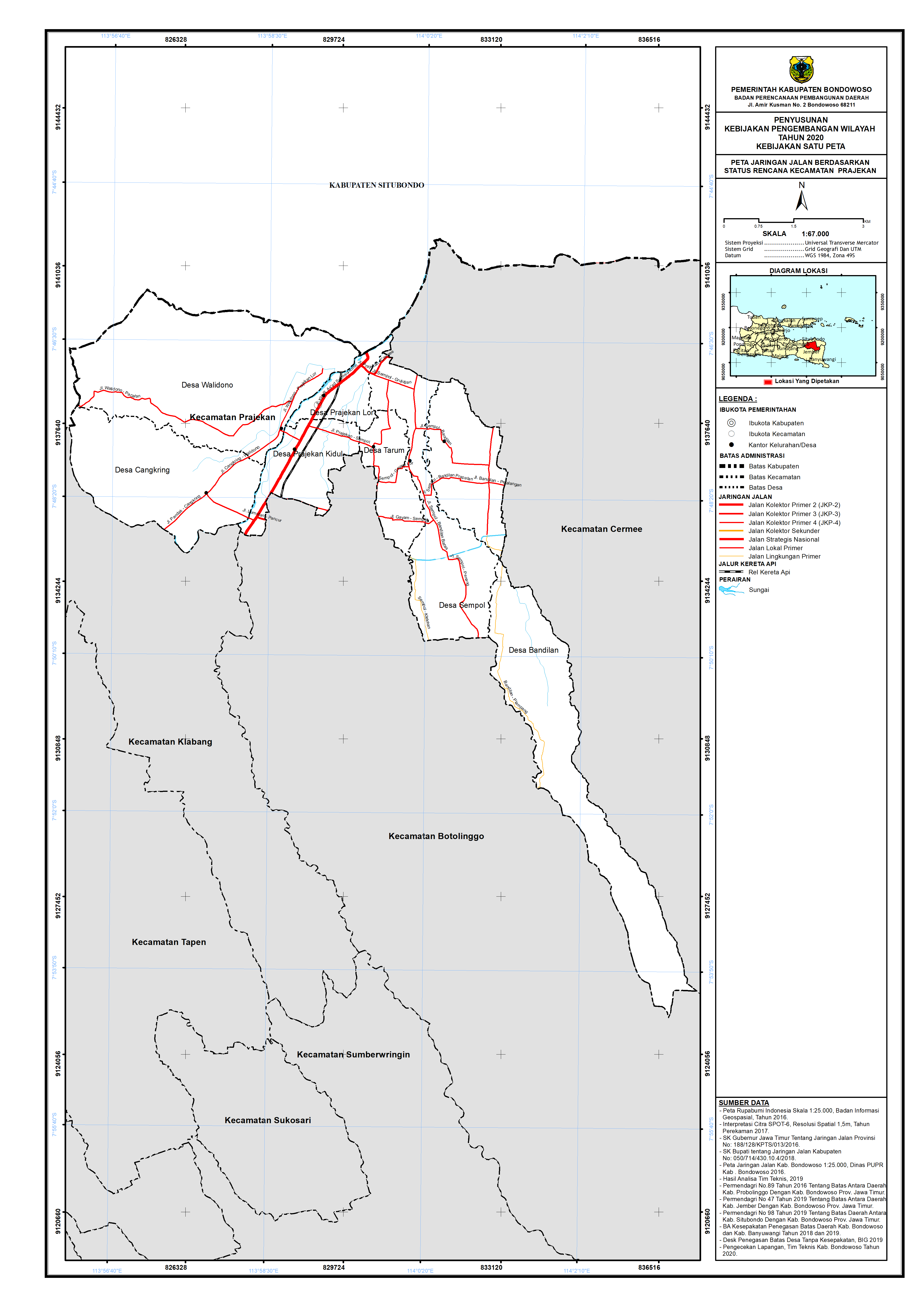 Peta Jaringan Jalan Berdasarkan Status Rencana Kecamatan Prajekan.png