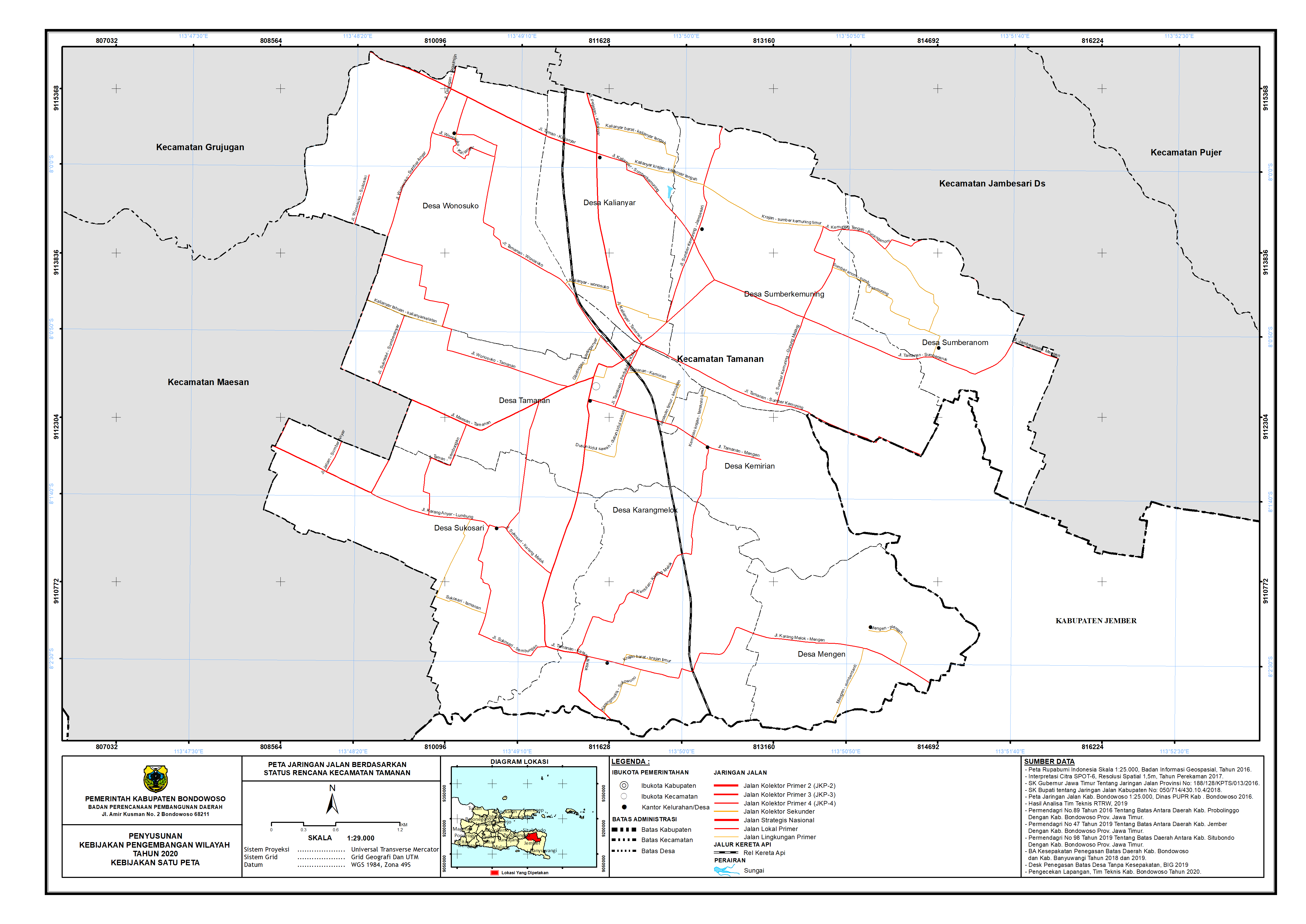 Peta Jaringan Jalan Berdasarkan Status Rencana Kecamatan Tamanan.png