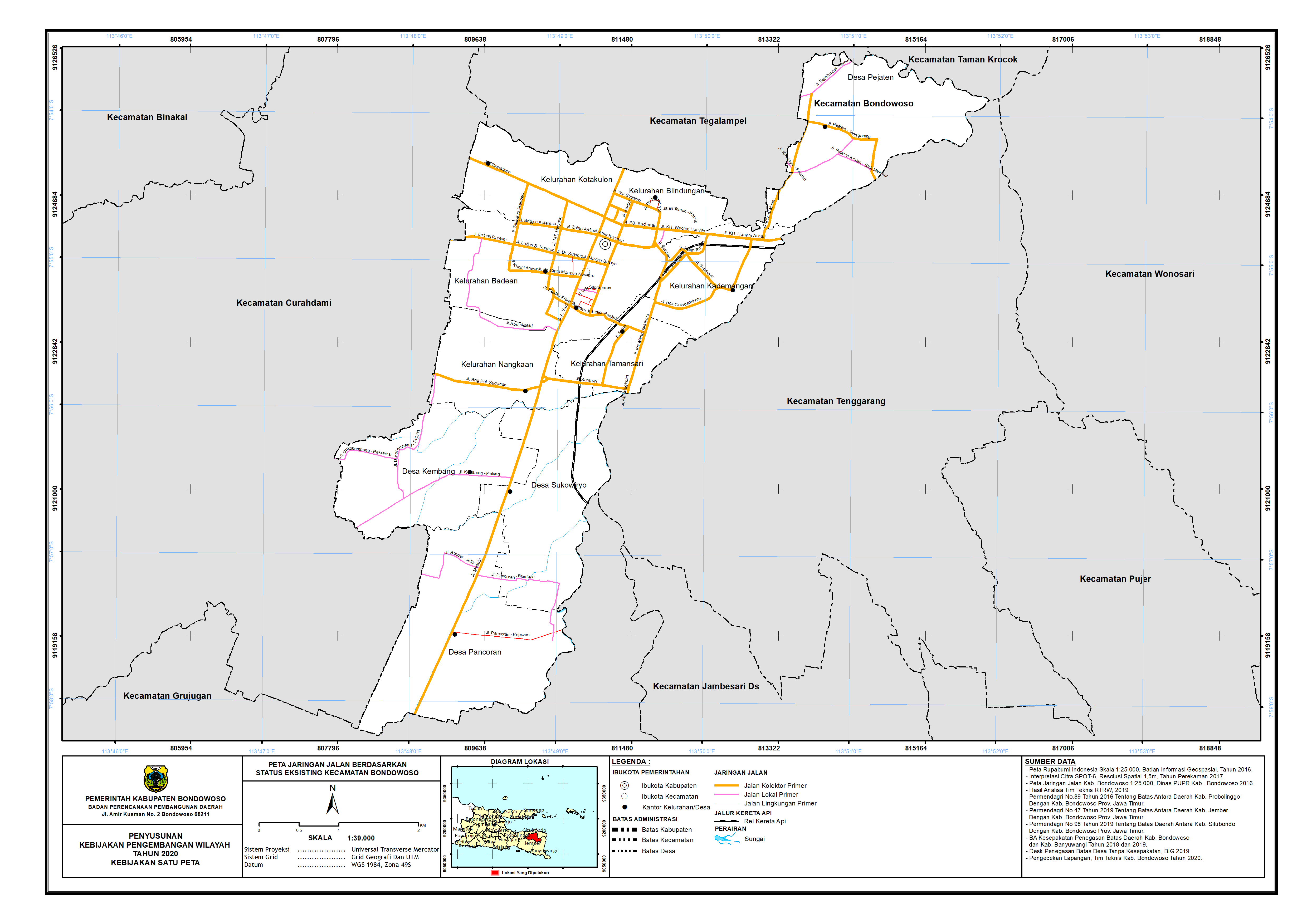 Peta Jaringan Jalan Berdasarkan Status Eksisting Kecamatan Bondowoso.png