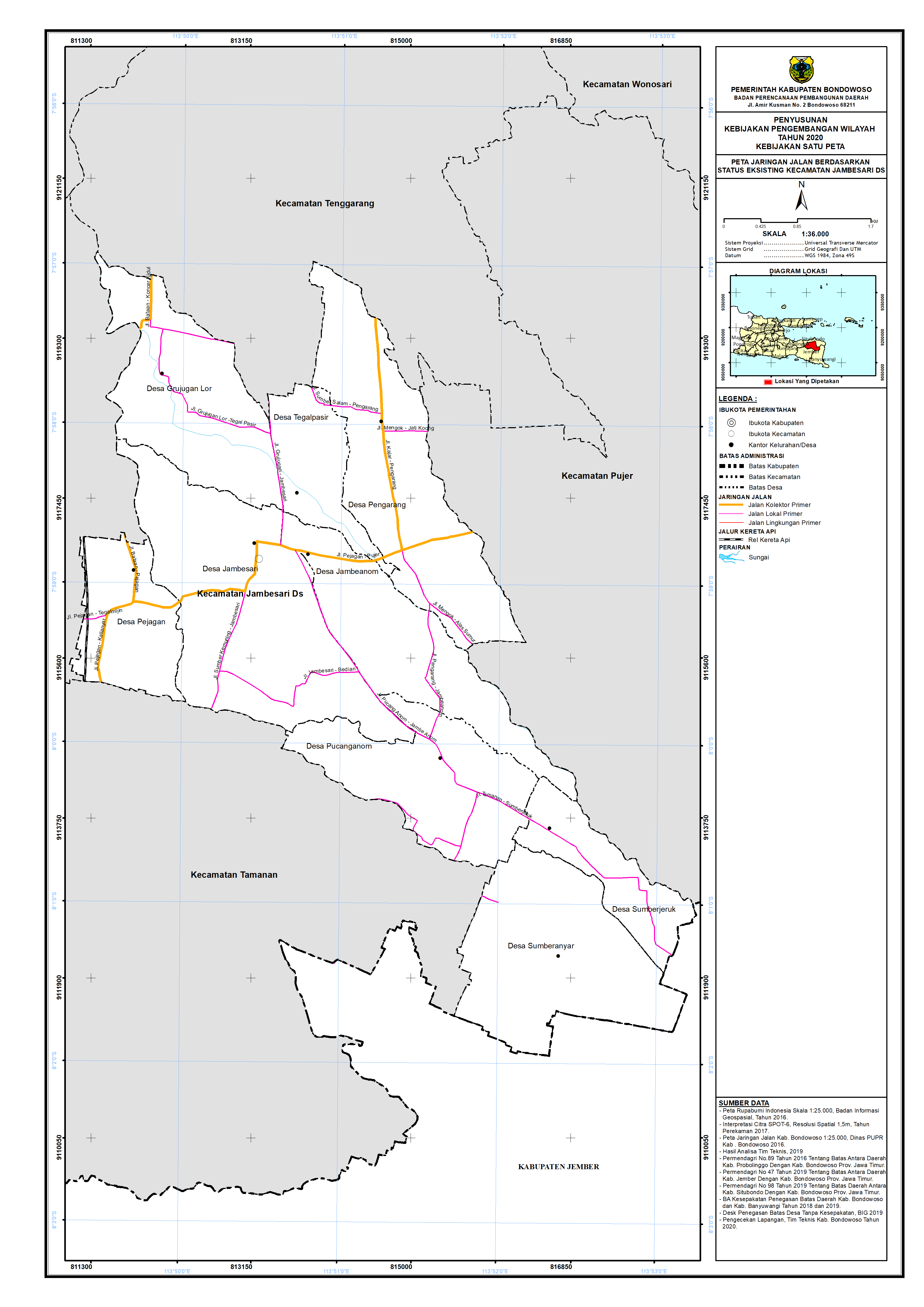 Peta Jaringan Jalan Berdasarkan Status Eksisting Kecamatan Jambesari DS.png