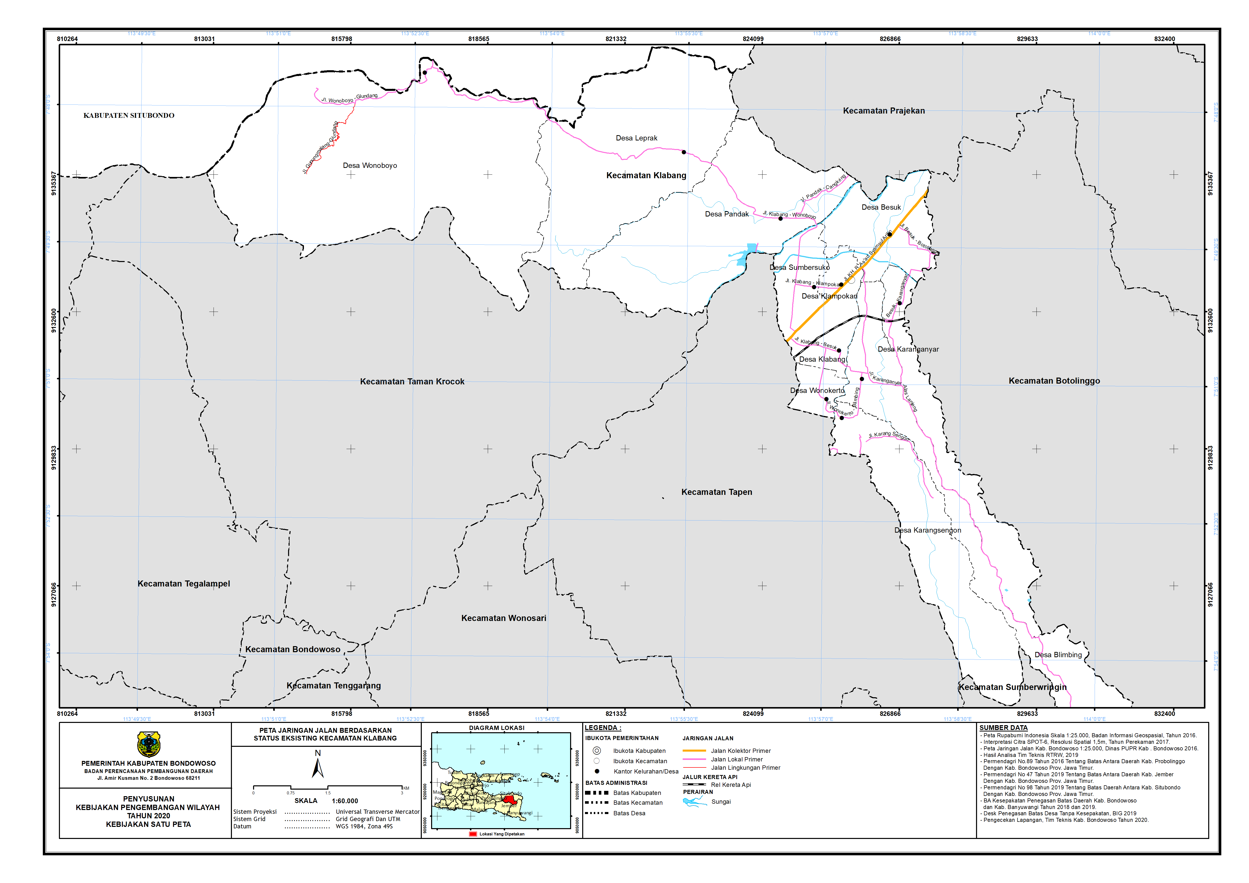 Peta Jaringan Jalan Berdasarkan Status Eksisting Kecamatan Klabang.png