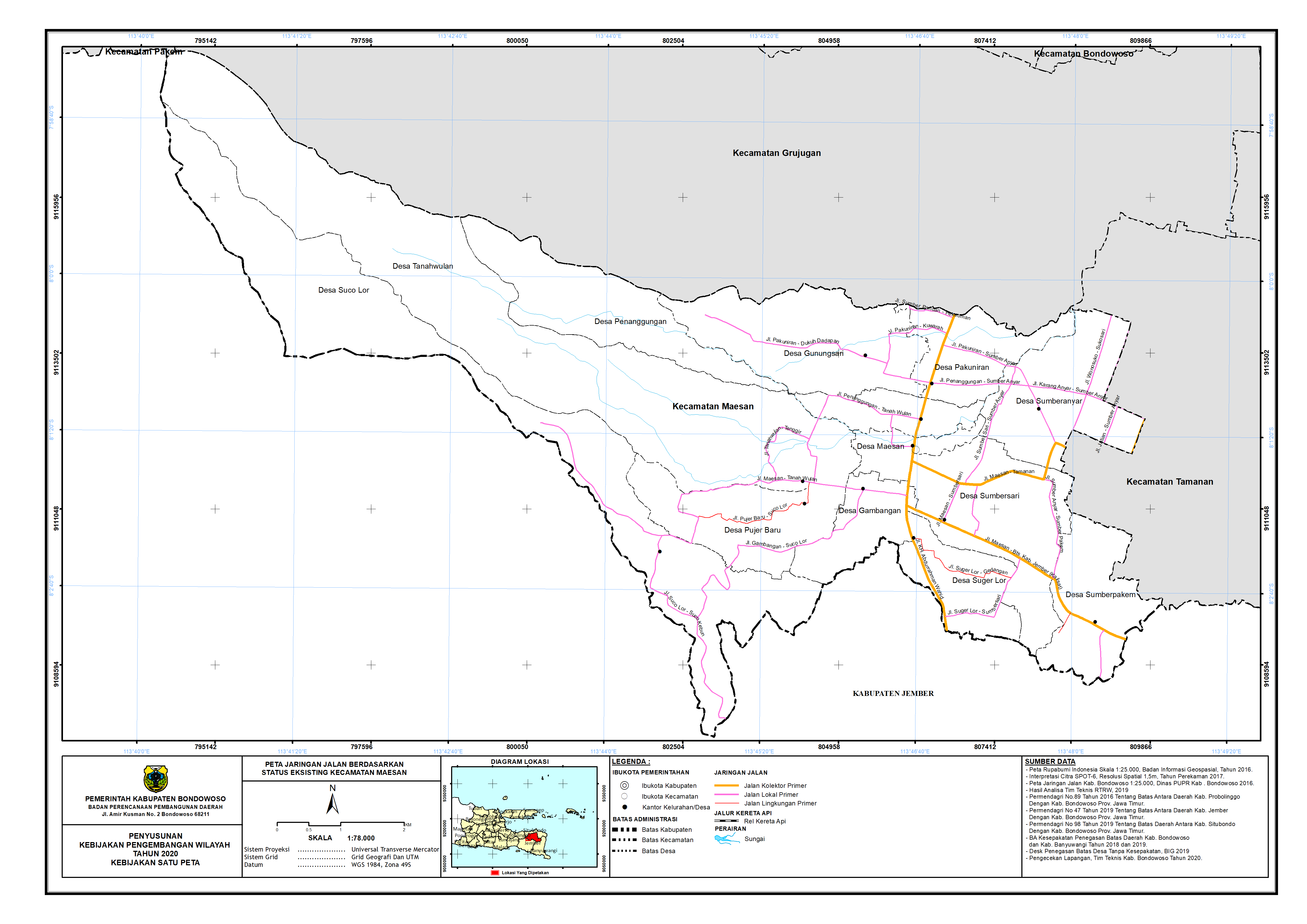 Peta Jaringan Jalan Berdasarkan Status Eksisting Kecamatan Maesan.png