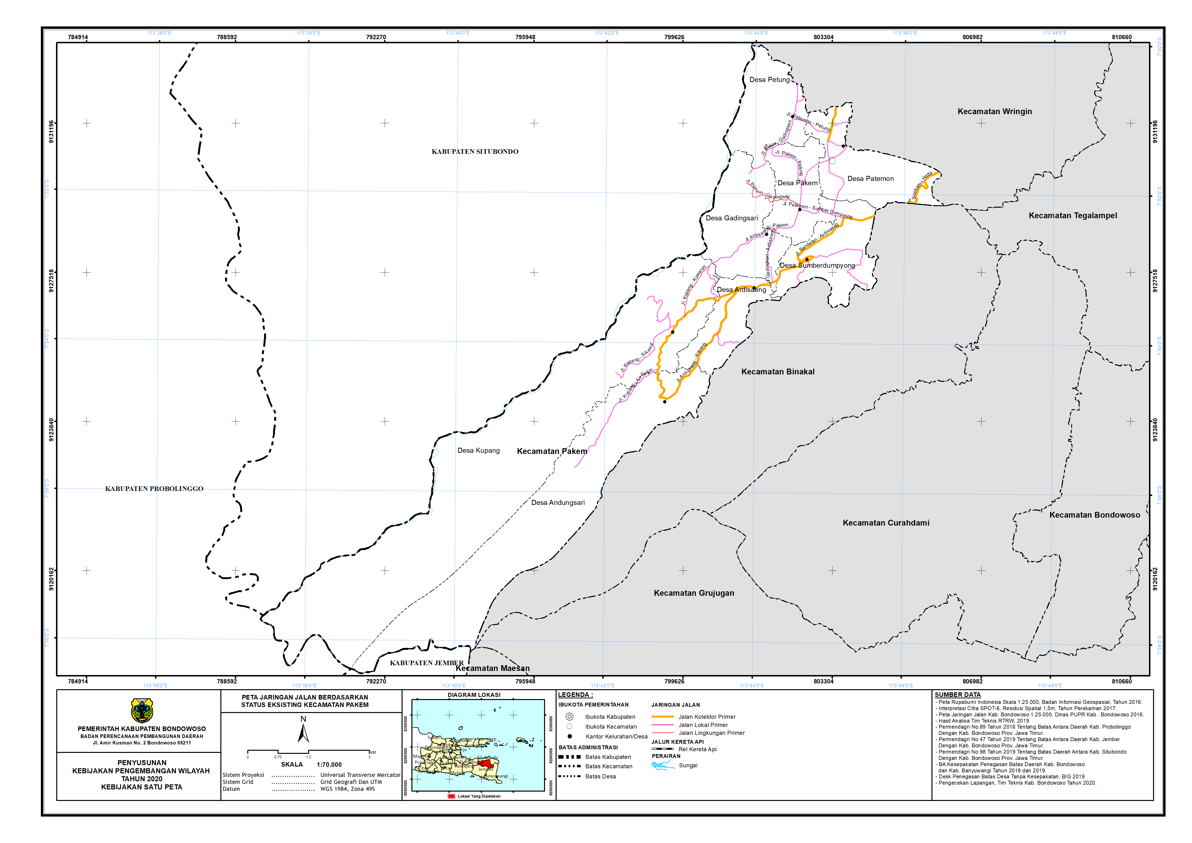Peta Jaringan Jalan Berdasarkan Status Eksisting Kecamatan Pakem.png