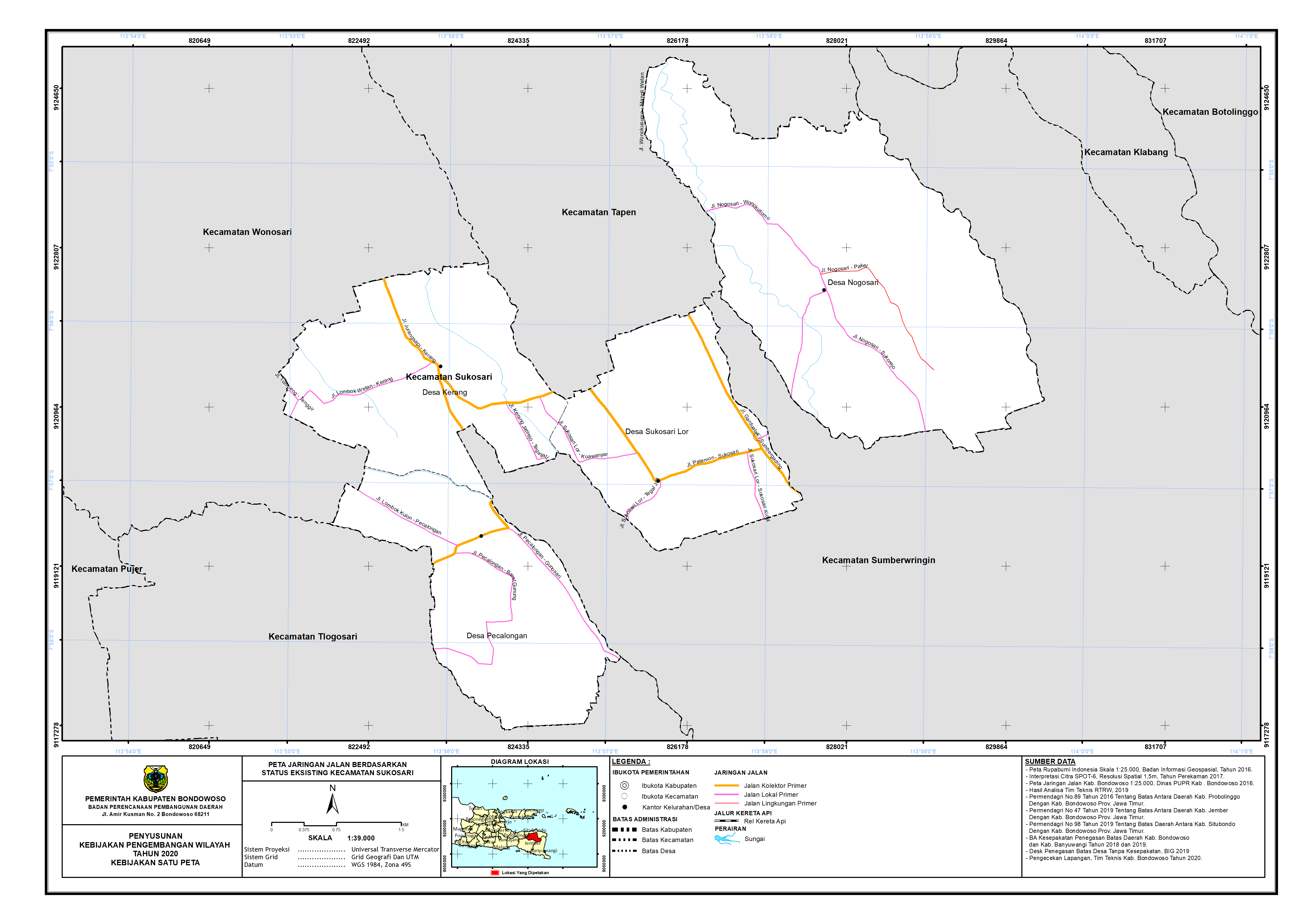 Peta Jaringan Jalan Berdasarkan Status Eksisting Kecamatan Sukosari.png