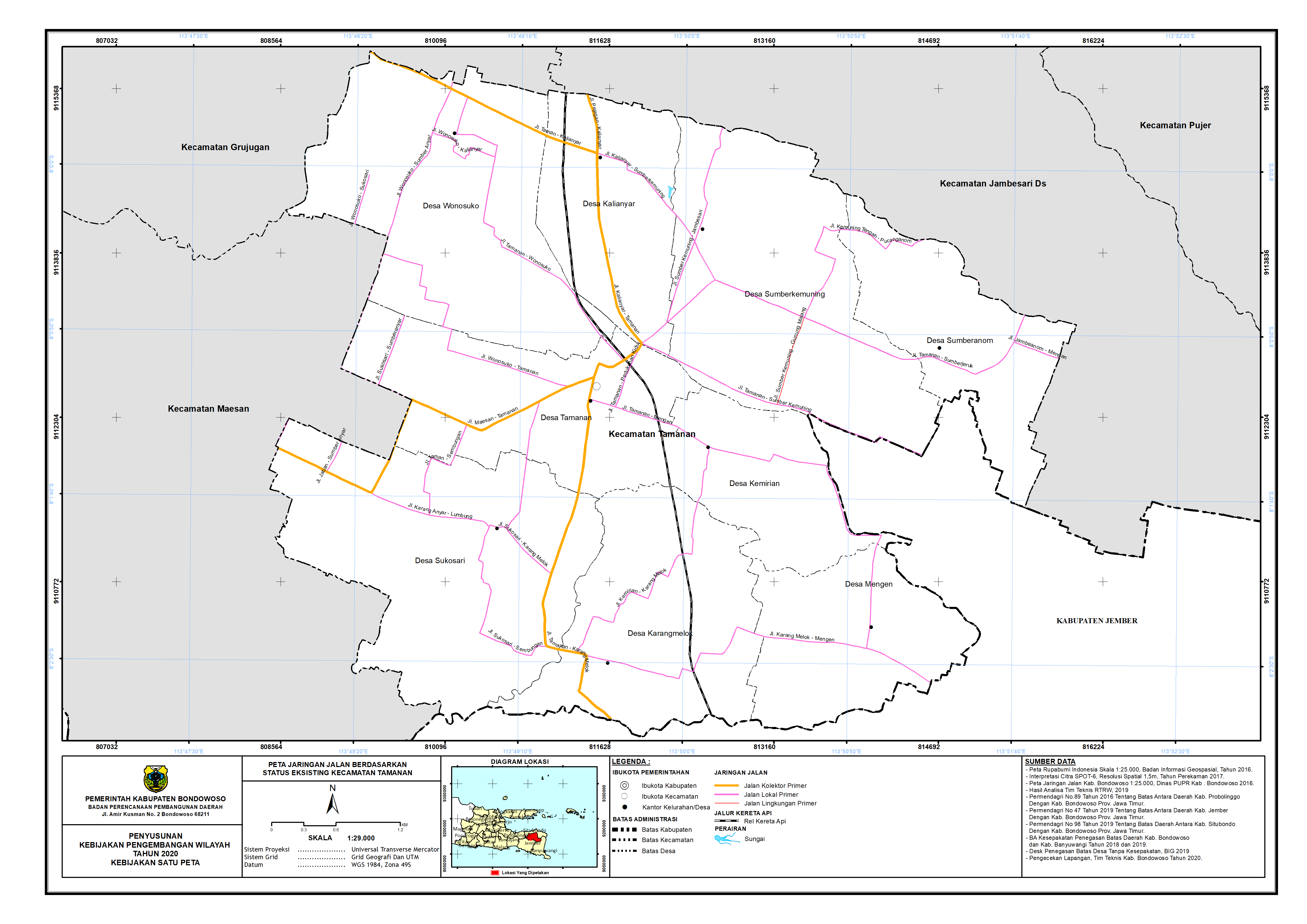 Peta Jaringan Jalan Berdasarkan Status Eksisting Kecamatan Tamanan.png