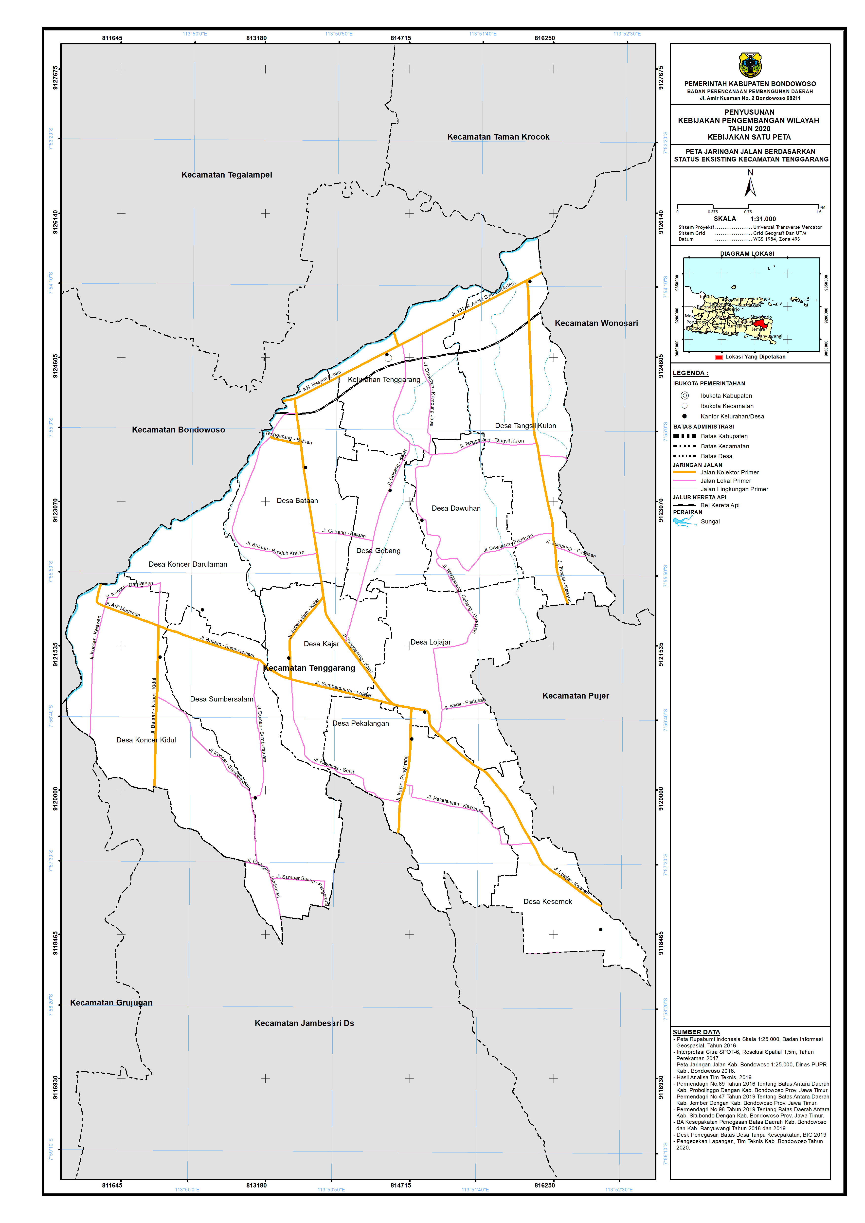 Peta Jaringan Jalan Berdasarkan Status Eksisting Kecamatan Tenggarang.png