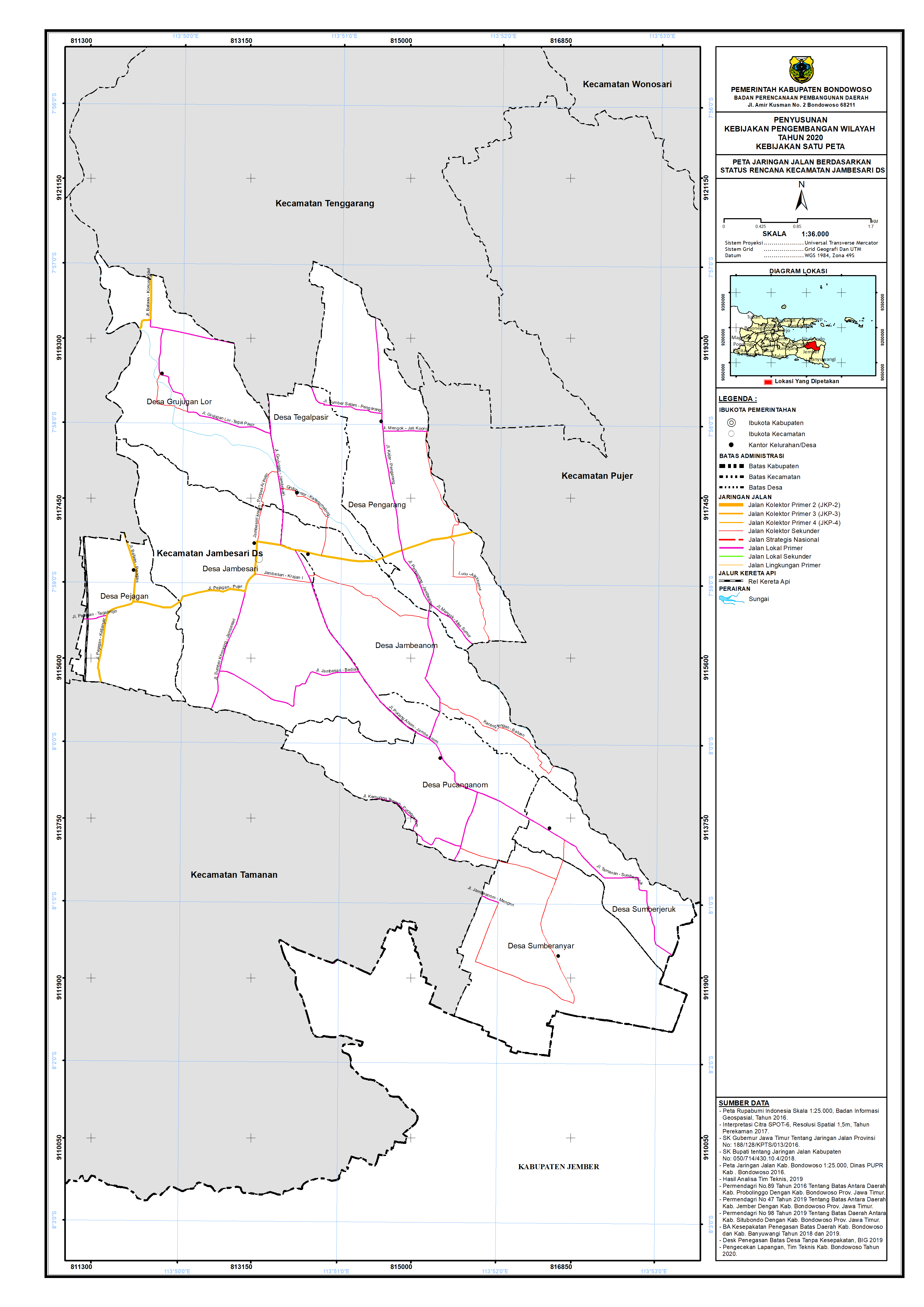 Peta Jaringan Jalan Berdasarkan Status Rencana Kecamatan Jambesari DS.png