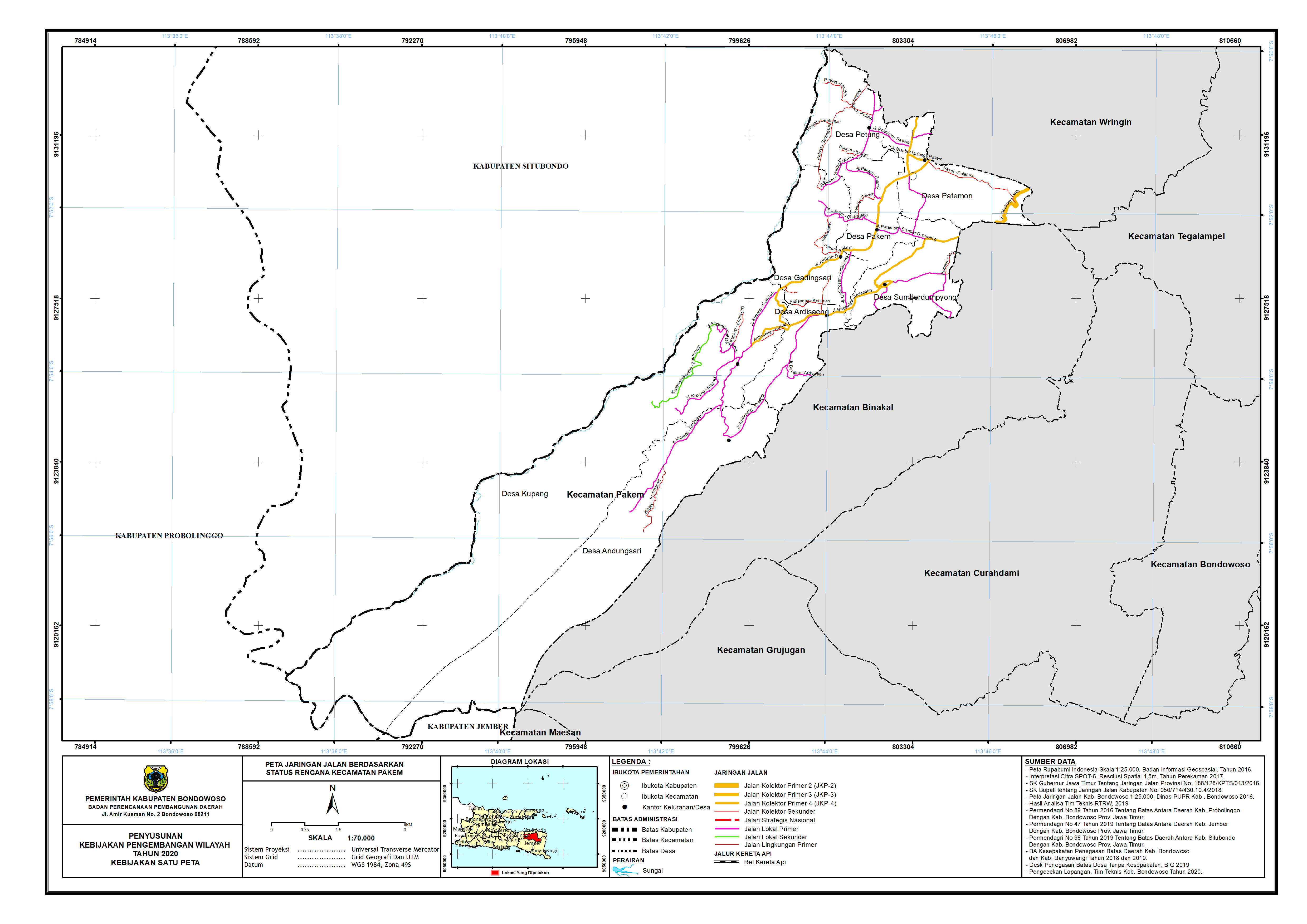 Peta Jaringan Jalan Berdasarkan Status Rencana Kecamatan Pakem.png