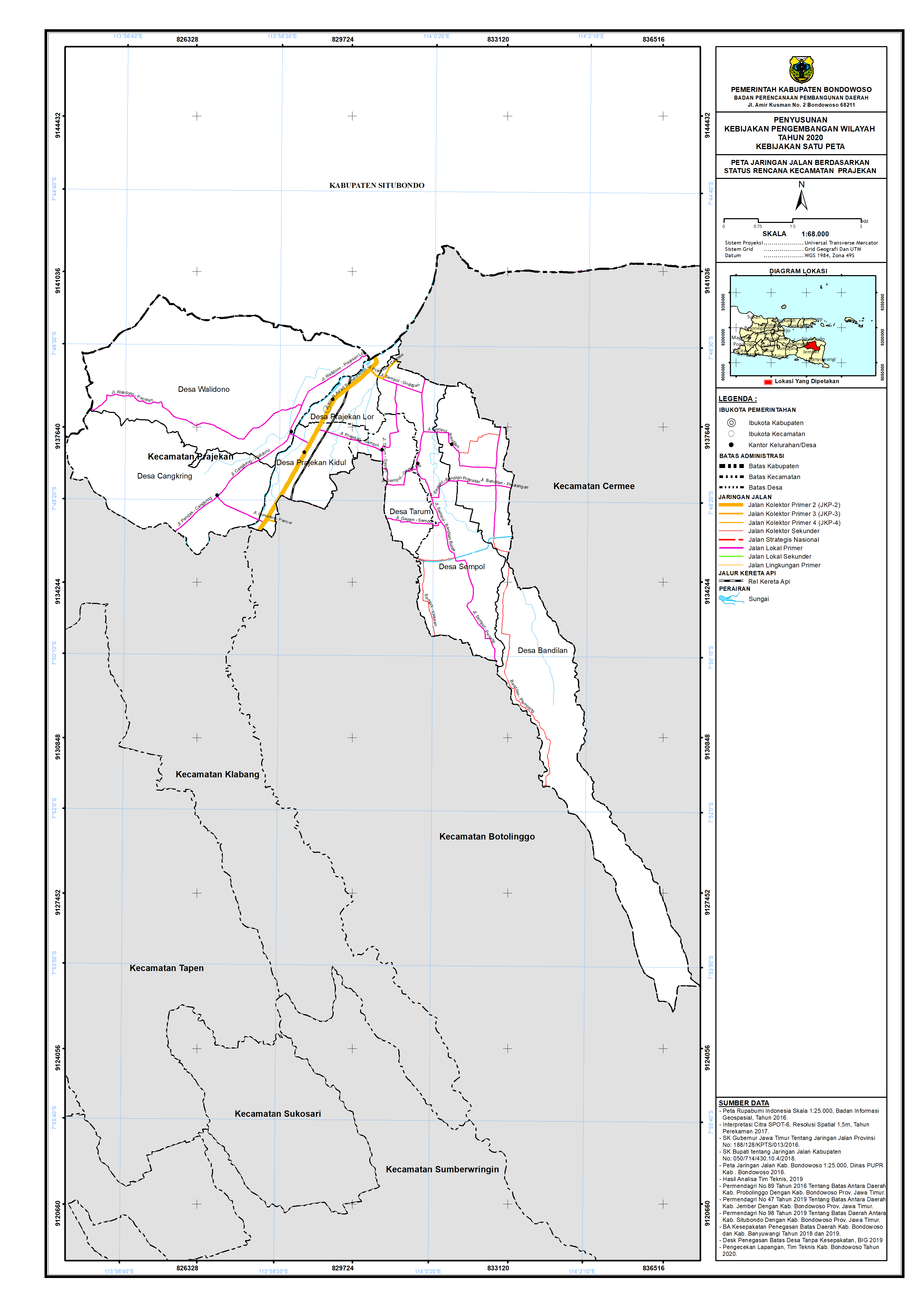 Peta Jaringan Jalan Berdasarkan Status Rencana Kecamatan Prajekan.png