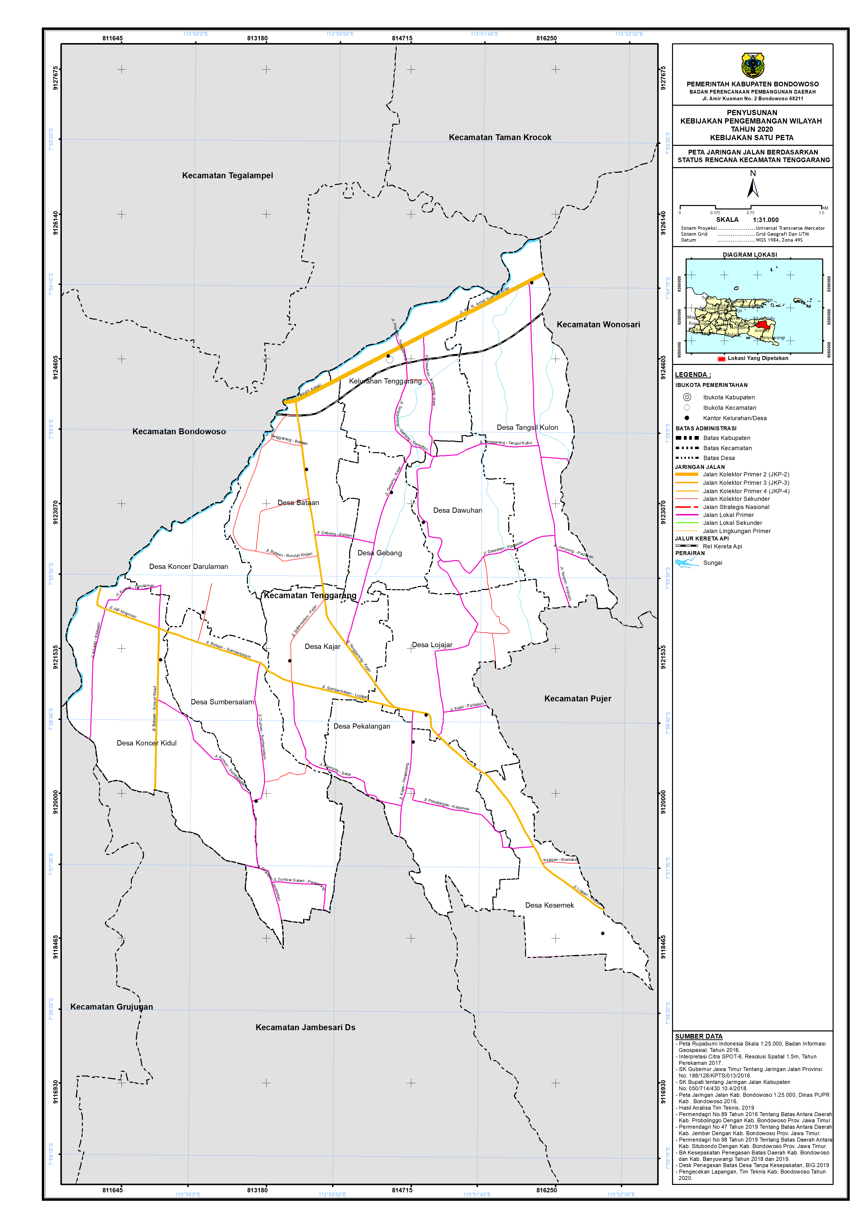 Peta Jaringan Jalan Berdasarkan Status Rencana Kecamatan Tenggarang.png