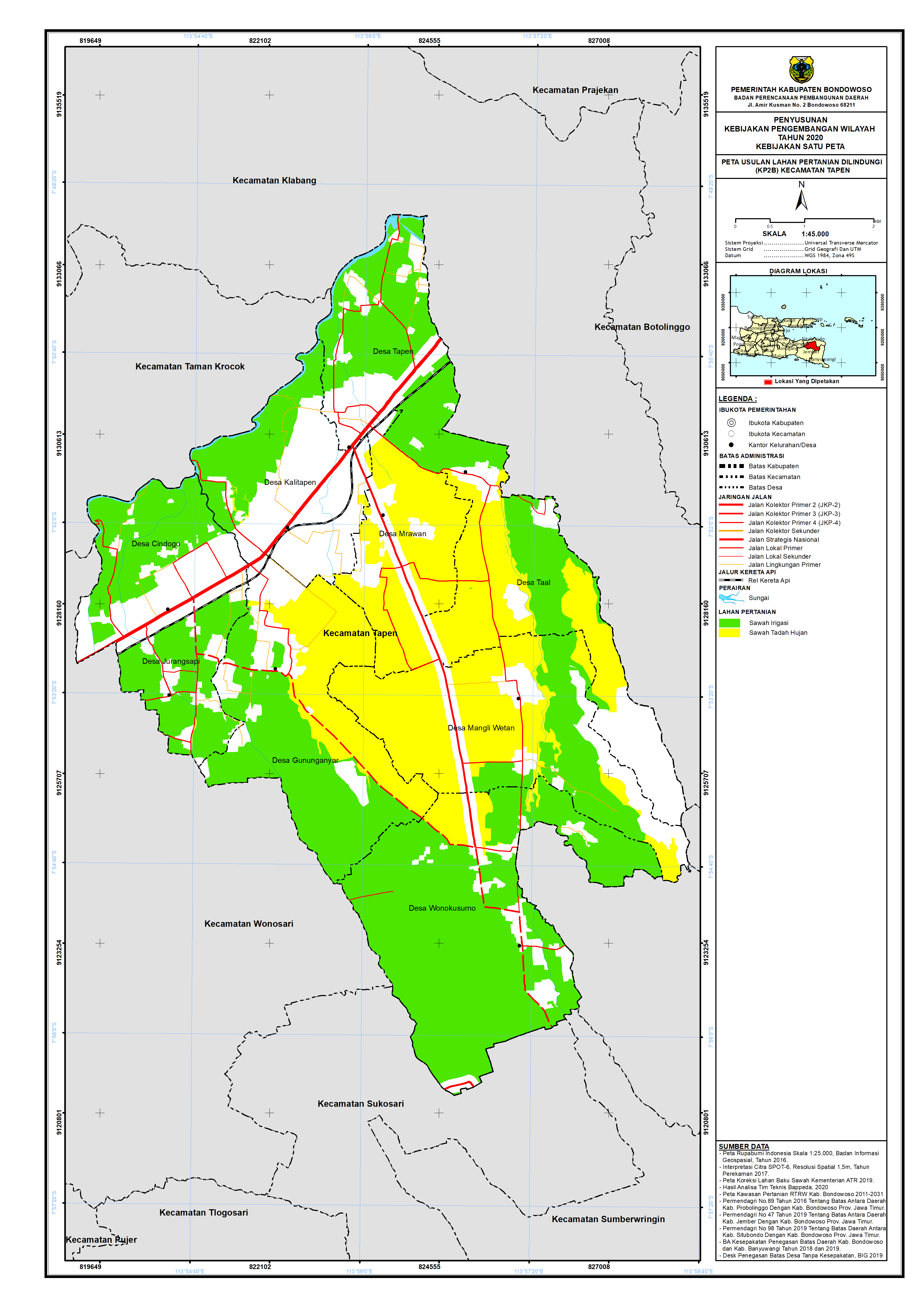Peta Usulan Lahan Pertanian  Dilindungi Kecamatan Tapen.png
