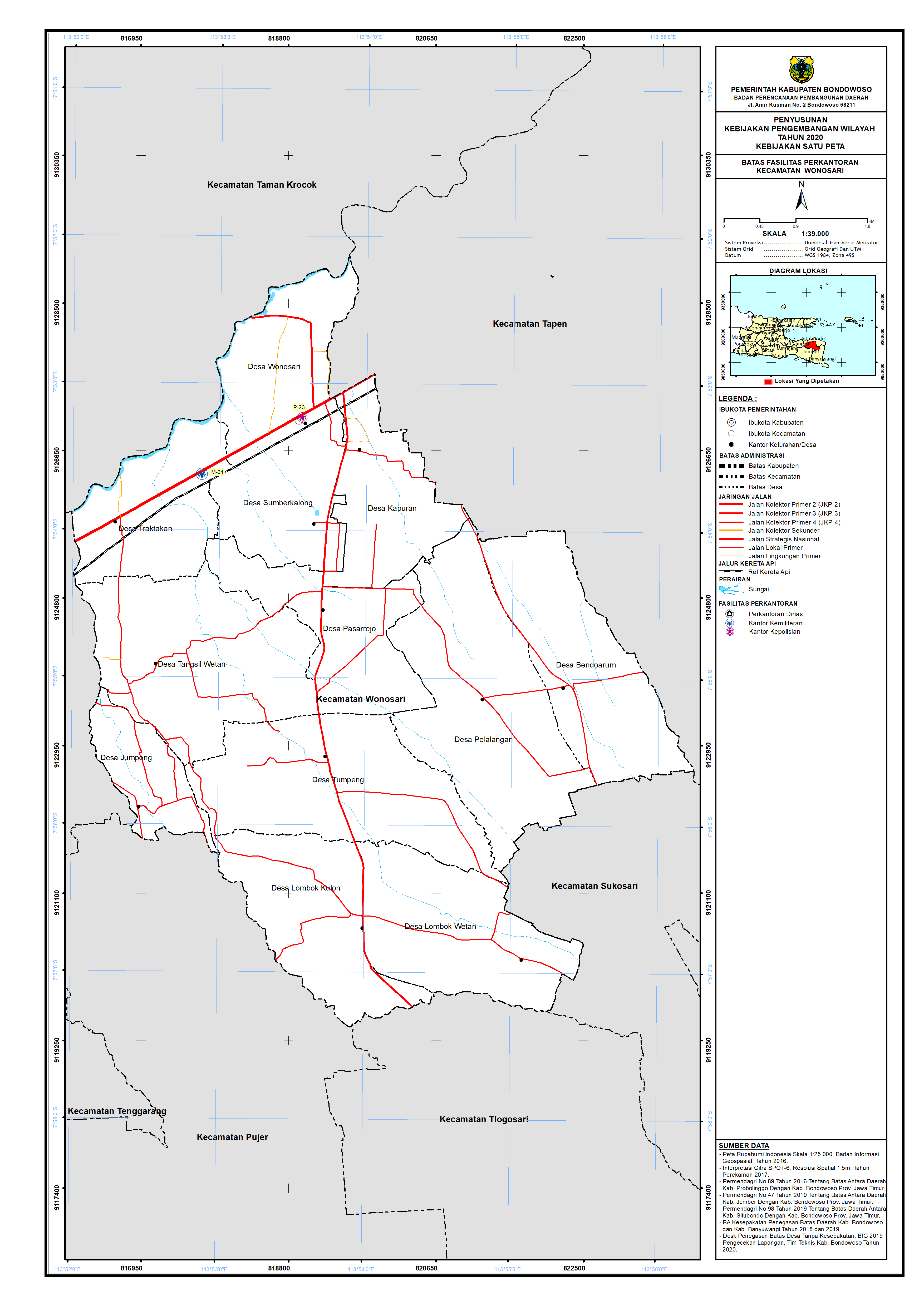 Peta Persebaran Perkantoran Kecamatan Wonosari.png