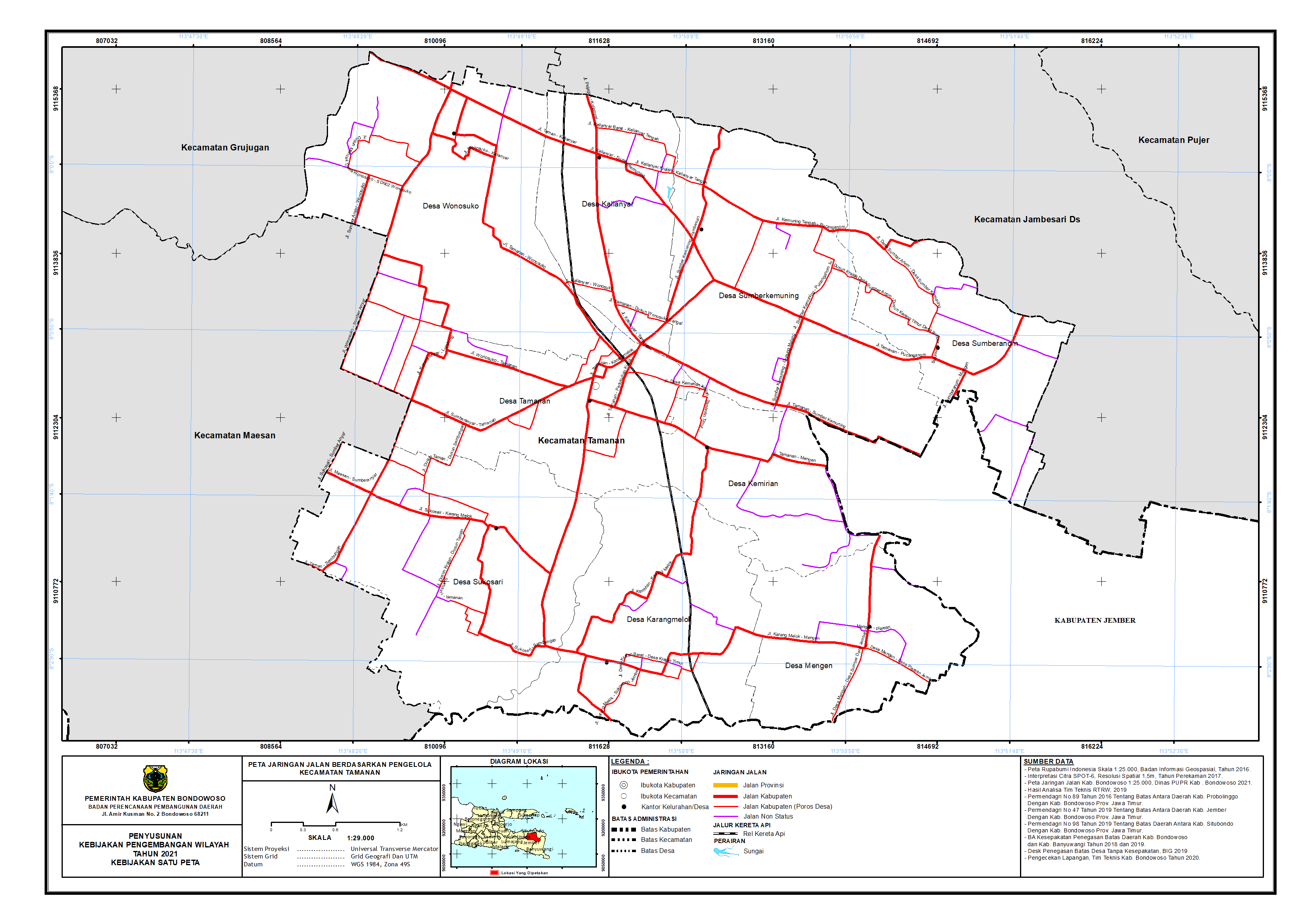 Peta Jaringan Jalan Berdasarkan Pengelola Kecamatan Tamanan.png